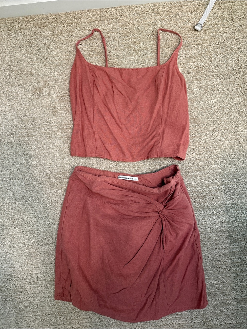 Abercrombie and Fitch Skirt Set Womens Small Pink Crop Top Festival Seersucker